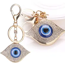 Alloy Crystal Blue Eye Key Ring Keychain Car Handbag Pendant Women Charms Jewelry Gifts @M23