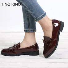 Женская обувь на плоской подошве в стиле дерби; кожаные оксфорды с кисточками и бантом; женская повседневная обувь с острым носком без застежки; удобная Осенняя обувь с перфорацией типа «броги» на платформе