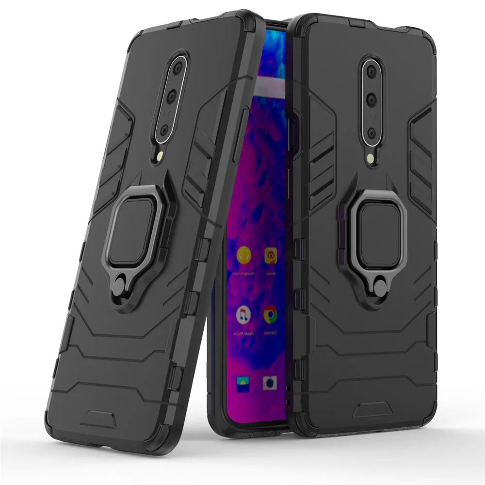 

For Oneplus 7 Pro Case Cover Silicone TPU and Hard PC Ultra Luxury Armor Shockproof Metal Ring Holder Case for Oneplus 7 Pro