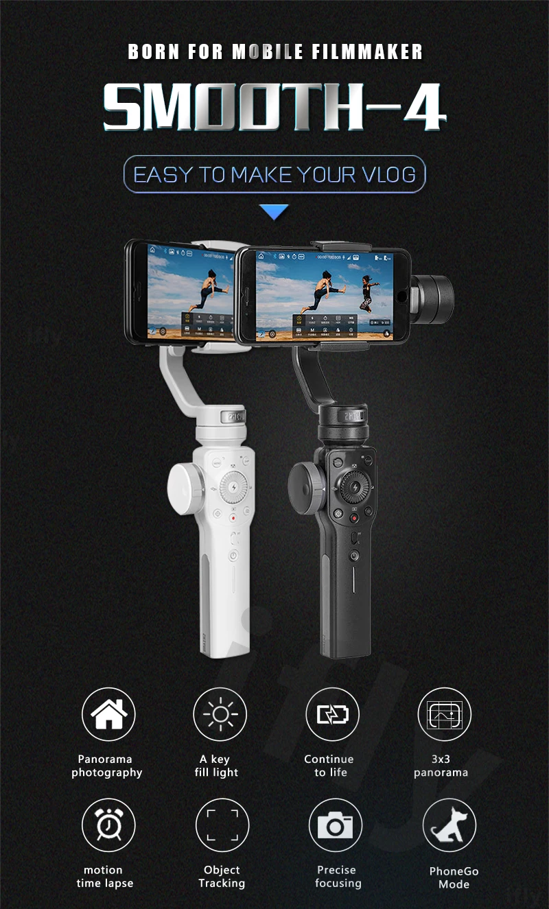 ZHIYUN Smooth 4 Официальный Gimbal стабилизатор для iPhone X Xs Max samsung S8 Экшн камера 3 оси ручной смартфон
