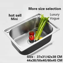 Модный мини-балкон, одиночный корыто, раковина, общий 304, нержавеющая сталь,, 37x31/42x38/44x38/50x40/60x45 см