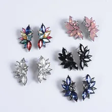 Модные женские туфли с украшением в виде кристаллов Стразы Серьги для женщин заявление ZA серьги для женщин, цвет: голубой, розовый черный Стекло камень серьги для Для женщин