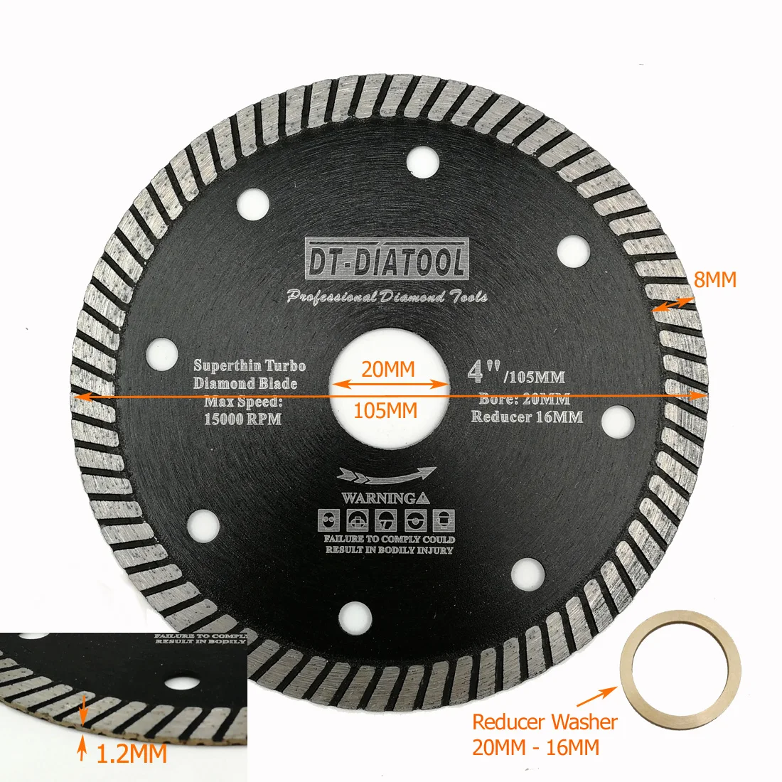 DT-DIATOOL 10pcs/pk Dia 105mm/4inch Diamond Super Thin Saw Blades Dry or wet Cutting Disc For Ceramic Tile Granite bore 20mm
