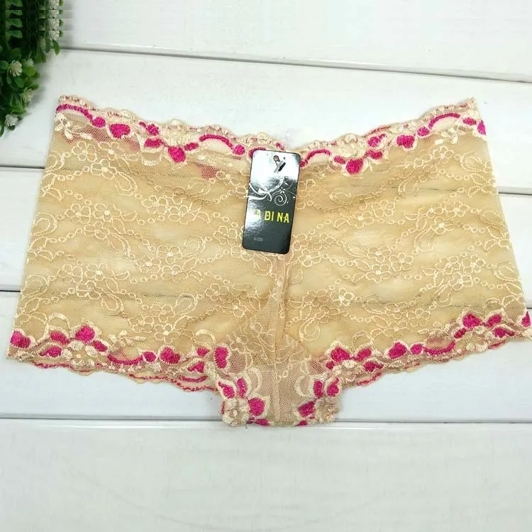3PCS CHEAP Lace Panties Seamless Boyshort Women Ultra Thin Lady Hollow