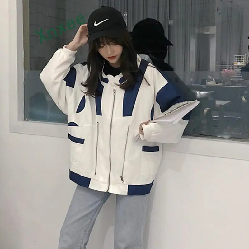 

JXnxee Women Harajuku All-match Trendy Hip Hop Long Sleeve Loose Casual Women Clothing Korean Style Students Spring
