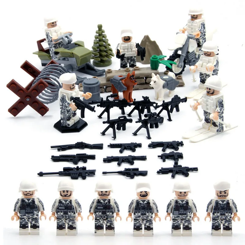 

Ww2 Snow Special Forces Moto Chariot Compatible Legoinglys Military Building Blocks Figures Weapon Gun Toys For Children Gift