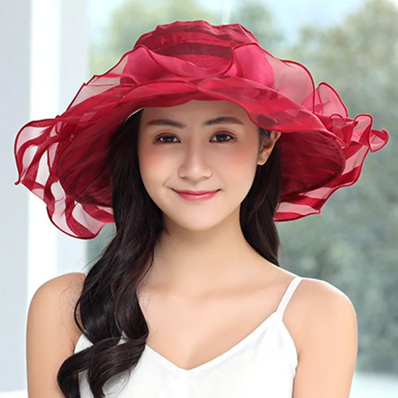 Buy European Organza Silk Felt Women Foldable Sun Hat