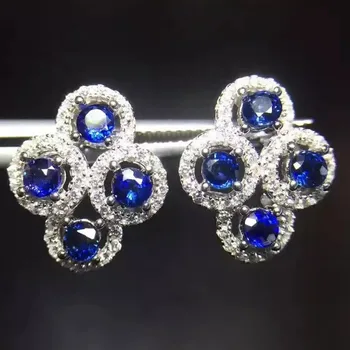 

Fidelity natural 3mm sapphire stone stud earrings s925 sterling silver noble fine jewelry for women party Natural blue gemstone