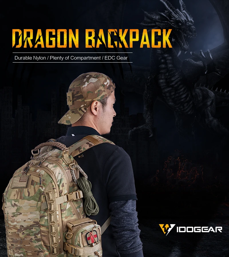 IDOGEAR Дракон сумка рюкзак Киль дизайн рюкзак Открытый пехота пакет черный камуфляж большой размер сумка 3501