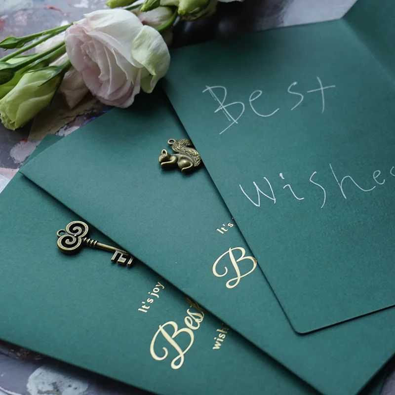 

105mm*172mm Letter Set Paper Envelope Vintage Metal Decoration Greeting Card Envelopes For Invitations Card Wedding Envelope