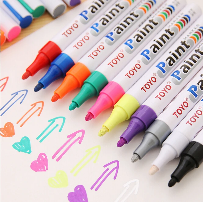 11 штук подлинный цветной маркер TOYO водонепроницаемый Перманентный маркер протектора шин резиновая краска металлический маркер с перманентной краской ручка