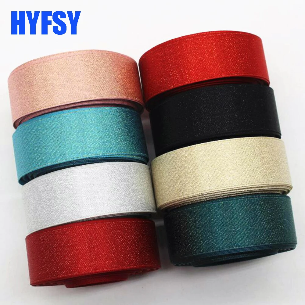 

7/8 22mm satin double-sided gold silver ribbon with 10 yards DIY handmade materials gift wrapping headwear belt