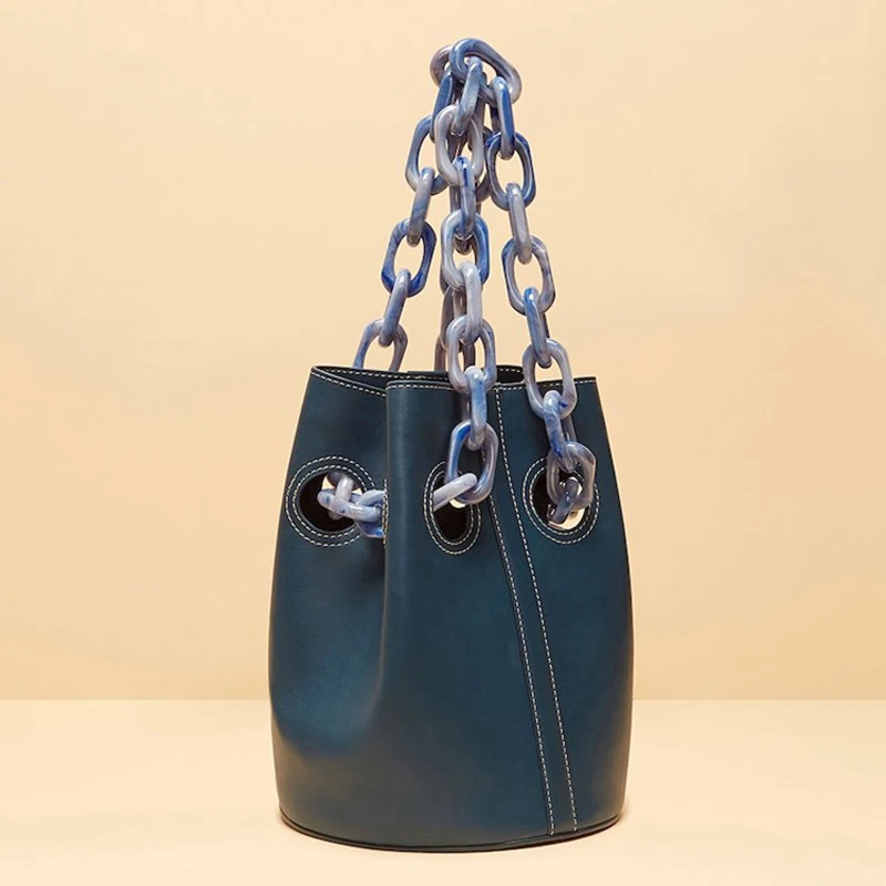 

Bag Female 2019 Autumn and Winter New European and American Matte Bucket Bag Acrylic Chain Shoulder Cross Body Bag