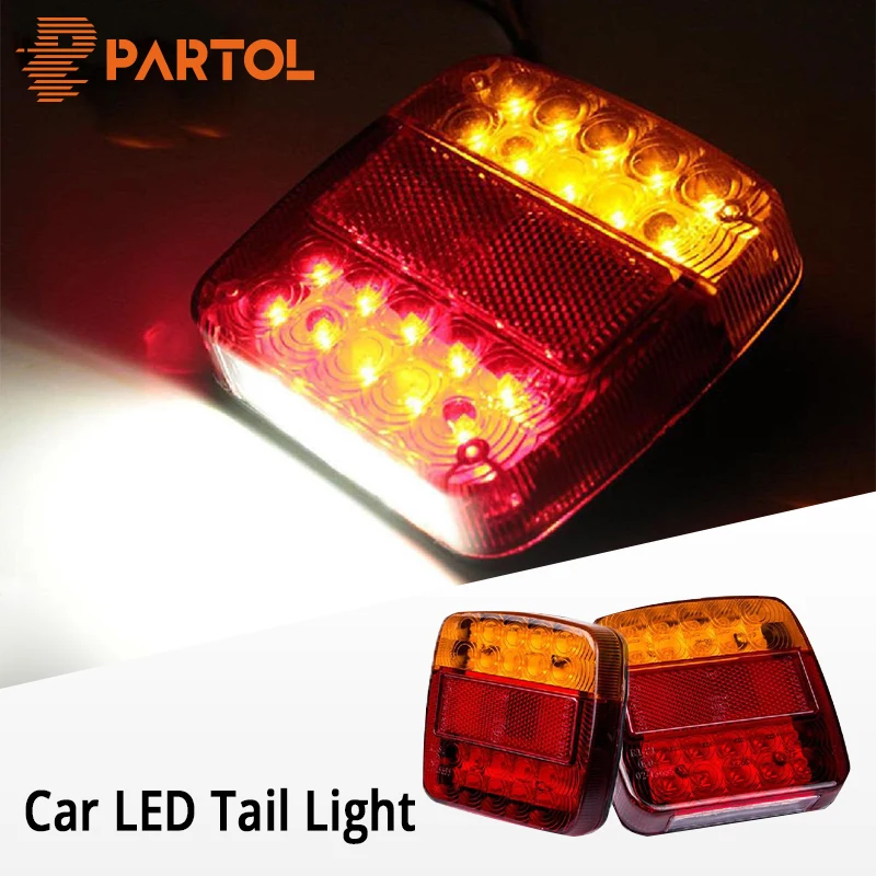 

Partol Car LED Tail Lights Auto LED Running Turn Signal Warning Rear Brake Lamp Waterproof Tailight Parts For Trailer Trucks 12V