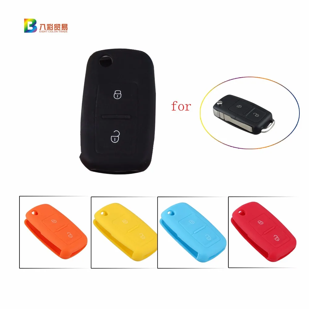 2Buttons Remote Flip Folding Car Key Silicone Shell for VW ...