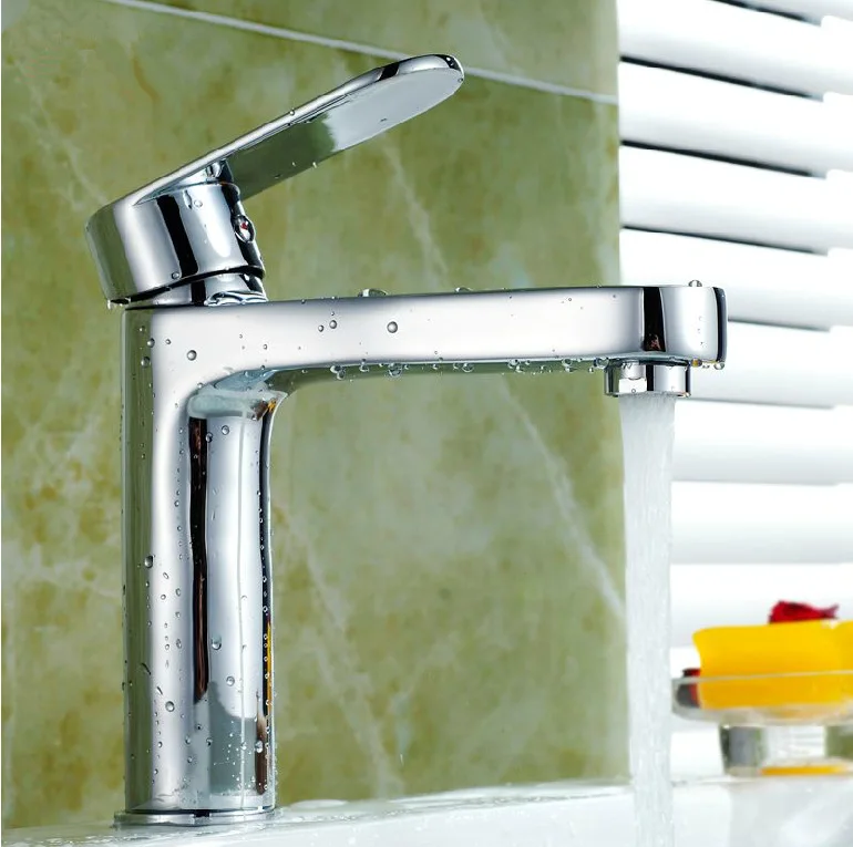 Free shipping modern bathroom taps brass chrome single hole bathroom