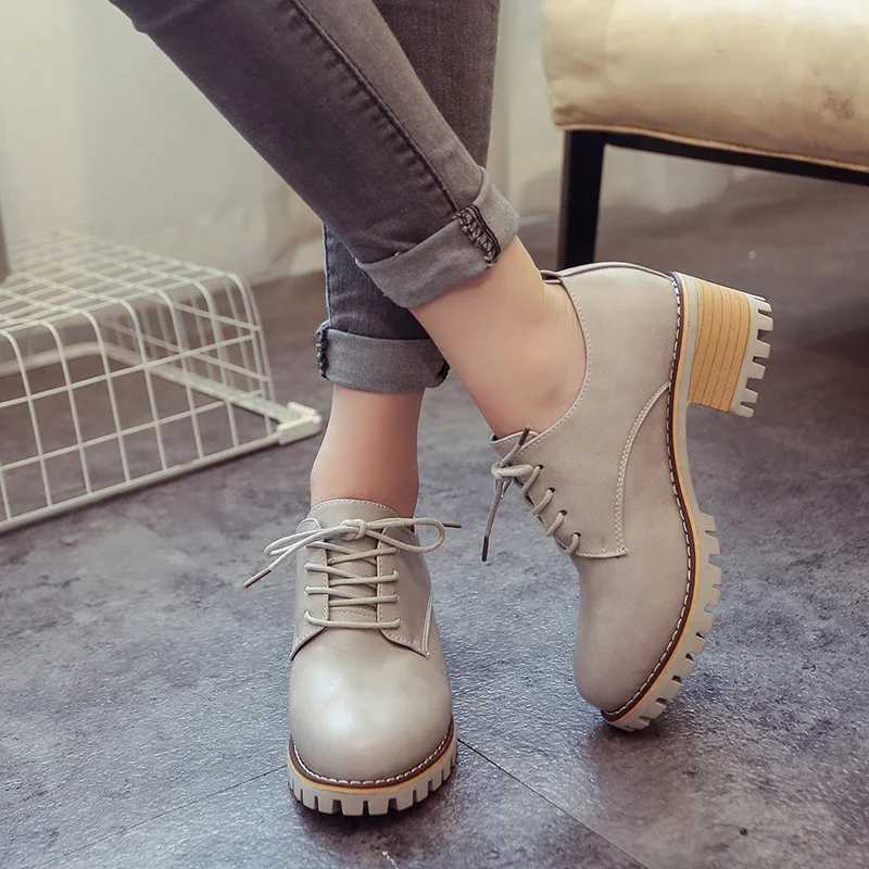 

2018 autumn Shoes Women Casual lace-up Black Gray Oxford Shoes Women Flats Comfortable Slip on Women Shoes Mujer Plus size 35-40