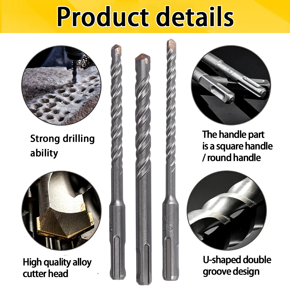 8pcs Electric Hammer Drill Bits 5mm 6mm 8mm 10mm 12mm SDS Plus Hole Saw Drill Set for Masonry Concrete Rock Stone Cement Wall 8pcs Electric Hammer Drill Bits 5mm 6mm 8mm 10mm 12mm SDS Plus Hole Saw Drill Set for Masonry Concrete Rock Stone Cement Wall