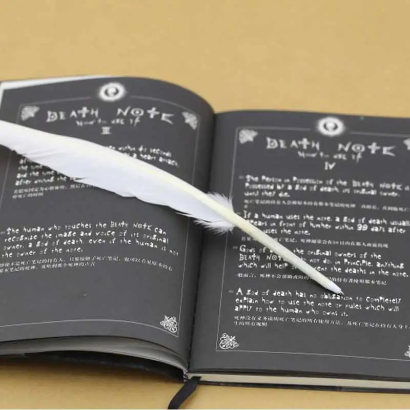 Hot Anime Death Note Notebook Feather Pen Suit Black Note Book Quill Pen Cosplay
