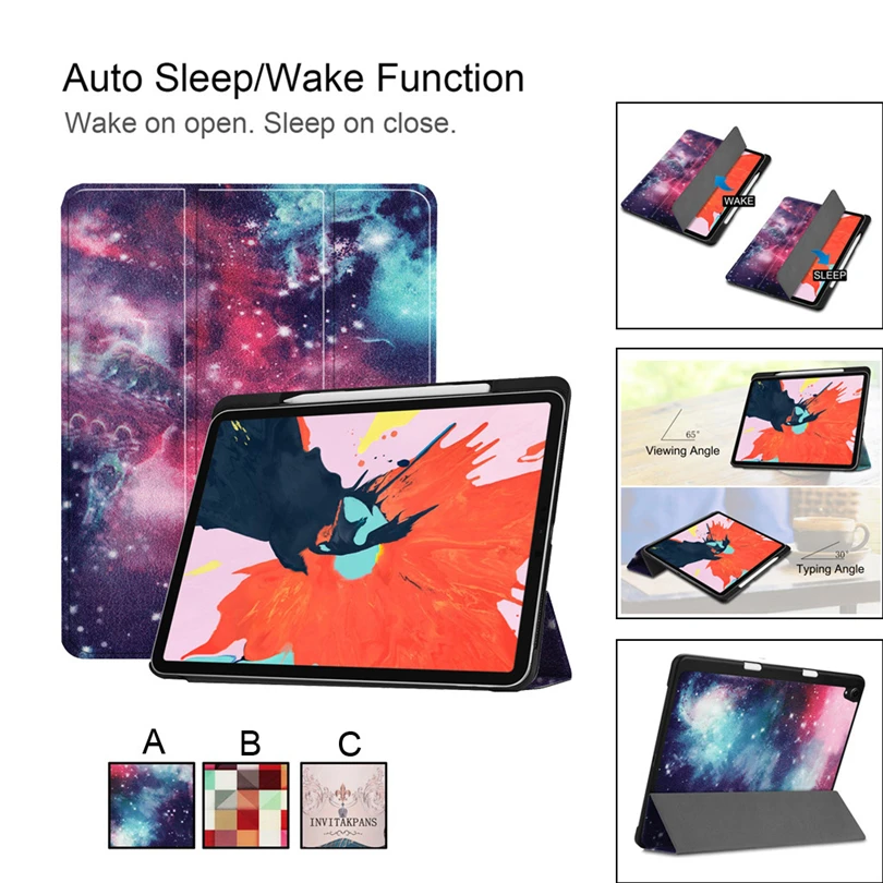 

ZGPAX Magnetic Smart Stand Case Cover with Pencil Holder For iPad Pro 12.9 inch 2018 Auto Wake/Sleep Tablet Case A30