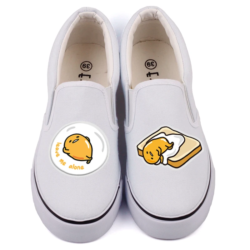 

Cartoon Lazy Egg Design Printed Students Canvas Shoes Graffiti Anime Fans Egg Casual Loafers Girls Slip On Harajuku Walking Shoe