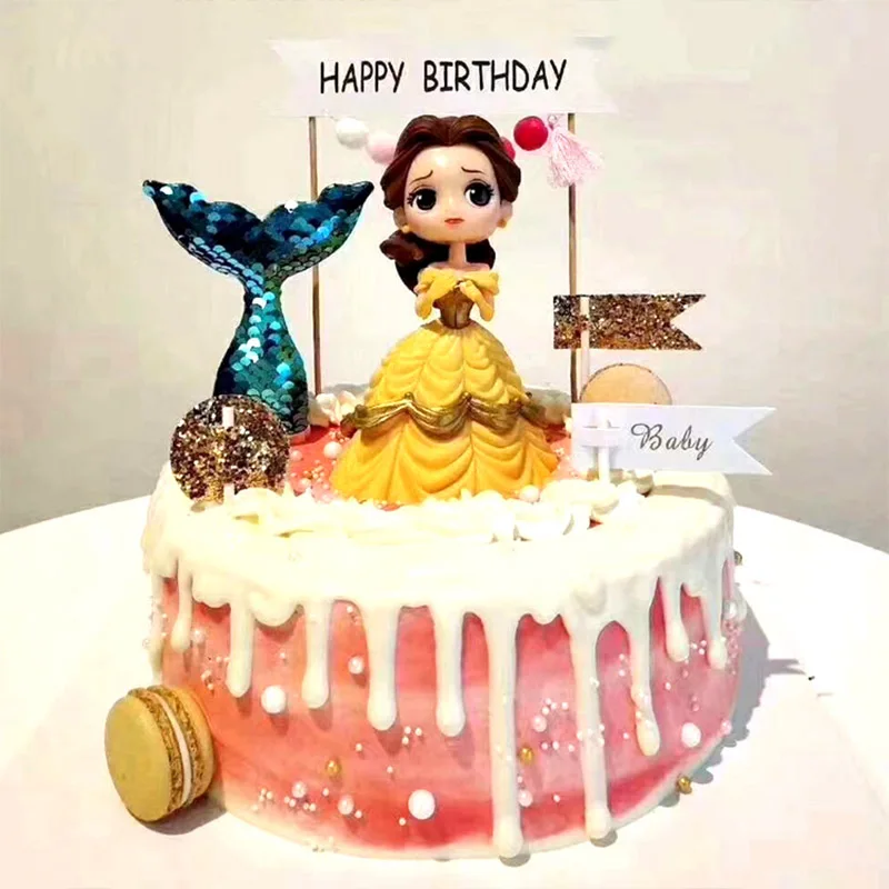 Q Posket Snow White Princess Figure Belle Glitter Gold Silver Happy Birthday Cake Toppers Kids Birthday Party Decor Supplies Buy At The Price Of 3 11 In Aliexpress Com Imall Com