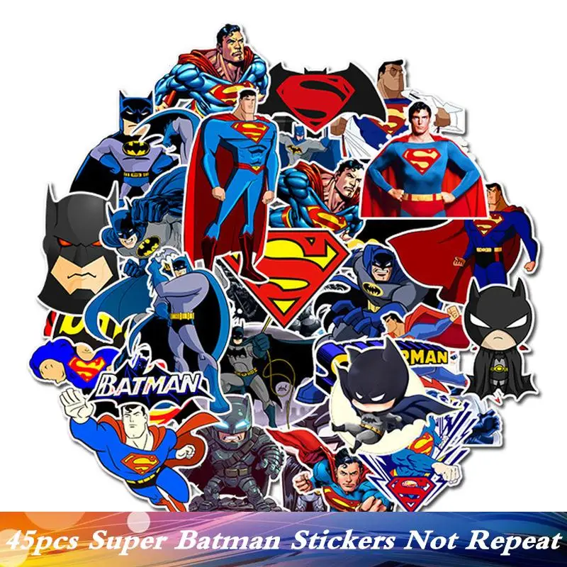 

45pcs/Pack Cartoon Batman Luggage Funny Cartoon Sticker PVC Suitcase Travel Car Laptop Fridge Skate Motorcycle Guitar Stickers