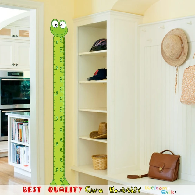 cute cartoon green frog measure chart wall stickers home decoration growth chart decor