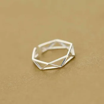

Bijoux 2019 New Designer 925 Sterling Silver Hexagon Rings For Women Adjustable Size Ring Party Gift Bridal Jewelry Anillos