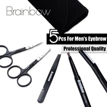 

Brainbow 5pcs Eyebrow Kit, Eyebrow Trimmers Razor Tweezers Scissors Stencils Brush Eyebrow Grooming Set for Women and Men
