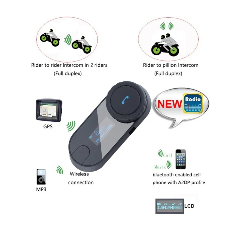 FreedConn T-COMSC мотоцикл шлем Bluetooth Интерком переговорные гарнитуры, ЖК-дисплей(2 шт. с мягкой кабель
