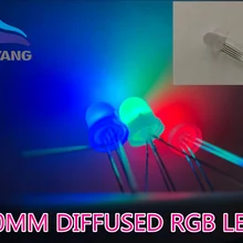 50 шт. 10 мм полноцветный рассеянный RGB светодиодный общий катод 20мА 3 цвета красный зеленый синий 4 Pin 10 мм светодиодный светильник