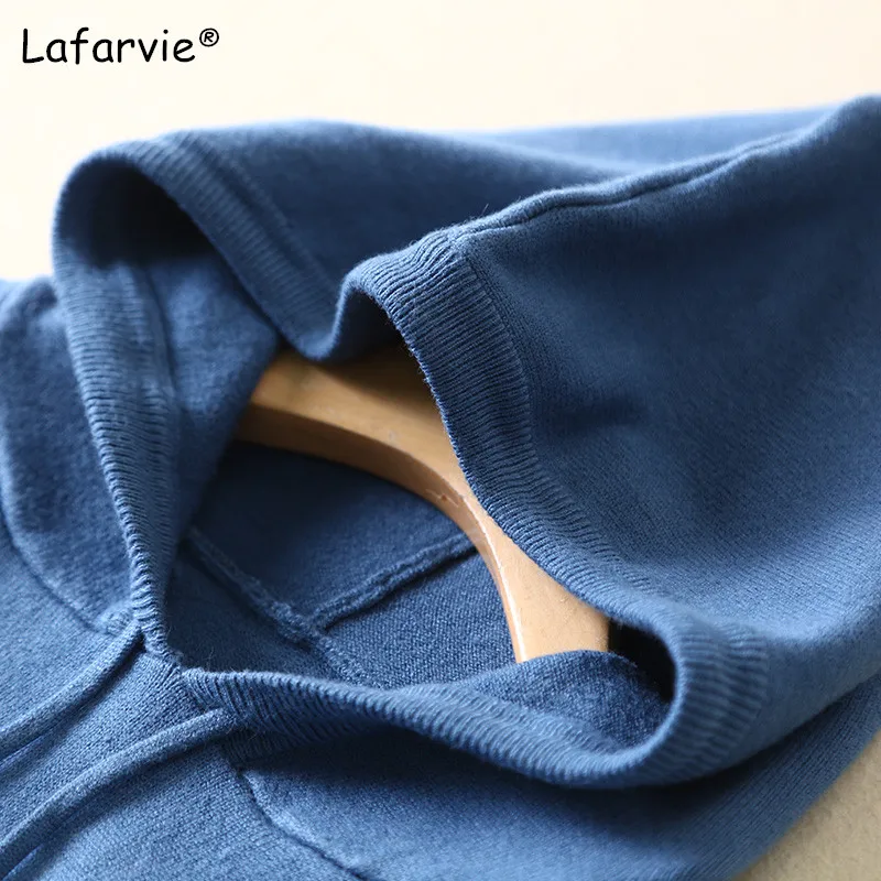 Lafarvie Autumn Winter New Knitted Hooded Cashmere Sweater Women Solid Color Plus Size Loose Female Pullover Knitting Sweater Lafarvie Autumn Winter New Knitted Hooded Cashmere Sweater Women Solid Color Plus Size Loose Female Pullover Knitting Sweater
