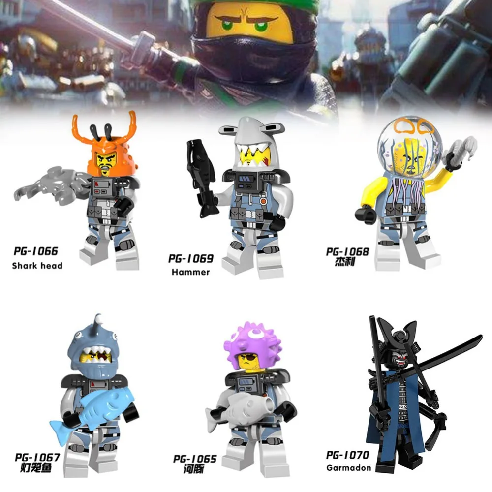 

Legiongs Ninjago Movie Lord Shark Head Army Great White Angler Jelly Puffer Octopus Hammer Head Compatible With Legoing