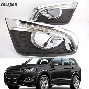 

CSCSNL 1set 12V LED DRL Daytime Running Light Fog Lamp Cover With turn yellow signal Lamp For Chevrolet Captiva 2014 2015 2016