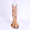 Sexy Open Back Sequined Maxi Dress Floor Length Dress Sleeveless Strapless Deep V Neck Mermaid Party Dress Champagne Gold Silver ► Photo 3/6