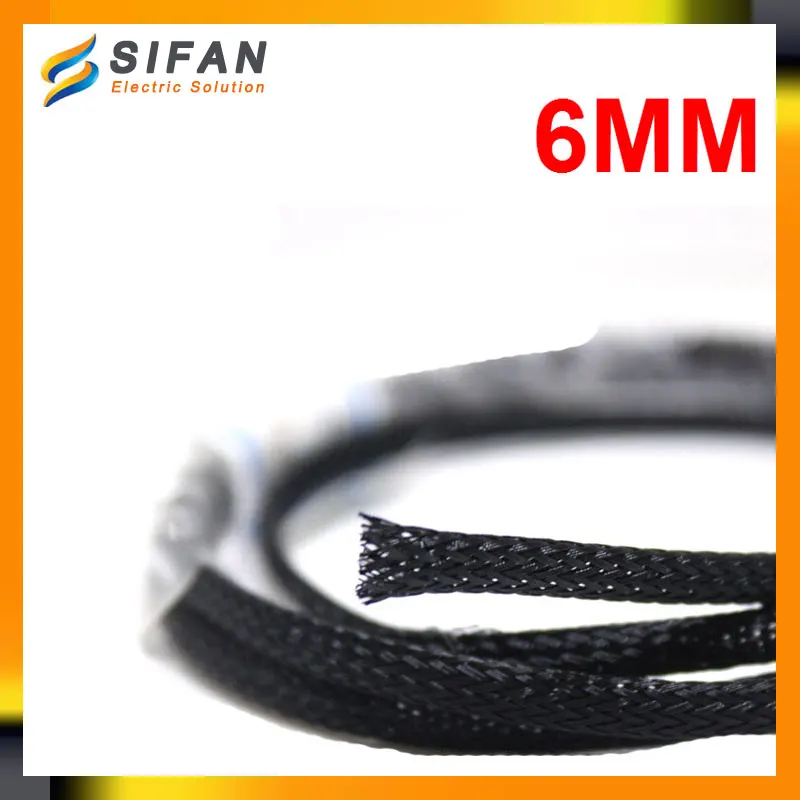1Rolls/500meters Cable Sleeves 6mm Black Snakeskin Mesh Wire Protecting
