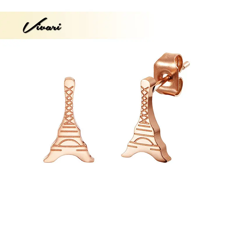

Vivari Trendy Fashion Earrings 2018 Earrings For Women Silver Plated Eiffel Tower Pattern Girl Jewelry Stainess Steel Metal Stud