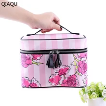 QIAQU Cosmetic Bags High Quality Polyeste Makeup Bags Travel Organizer Necessary Beauty Case Toiletry Bag Bath Wash Make up Box