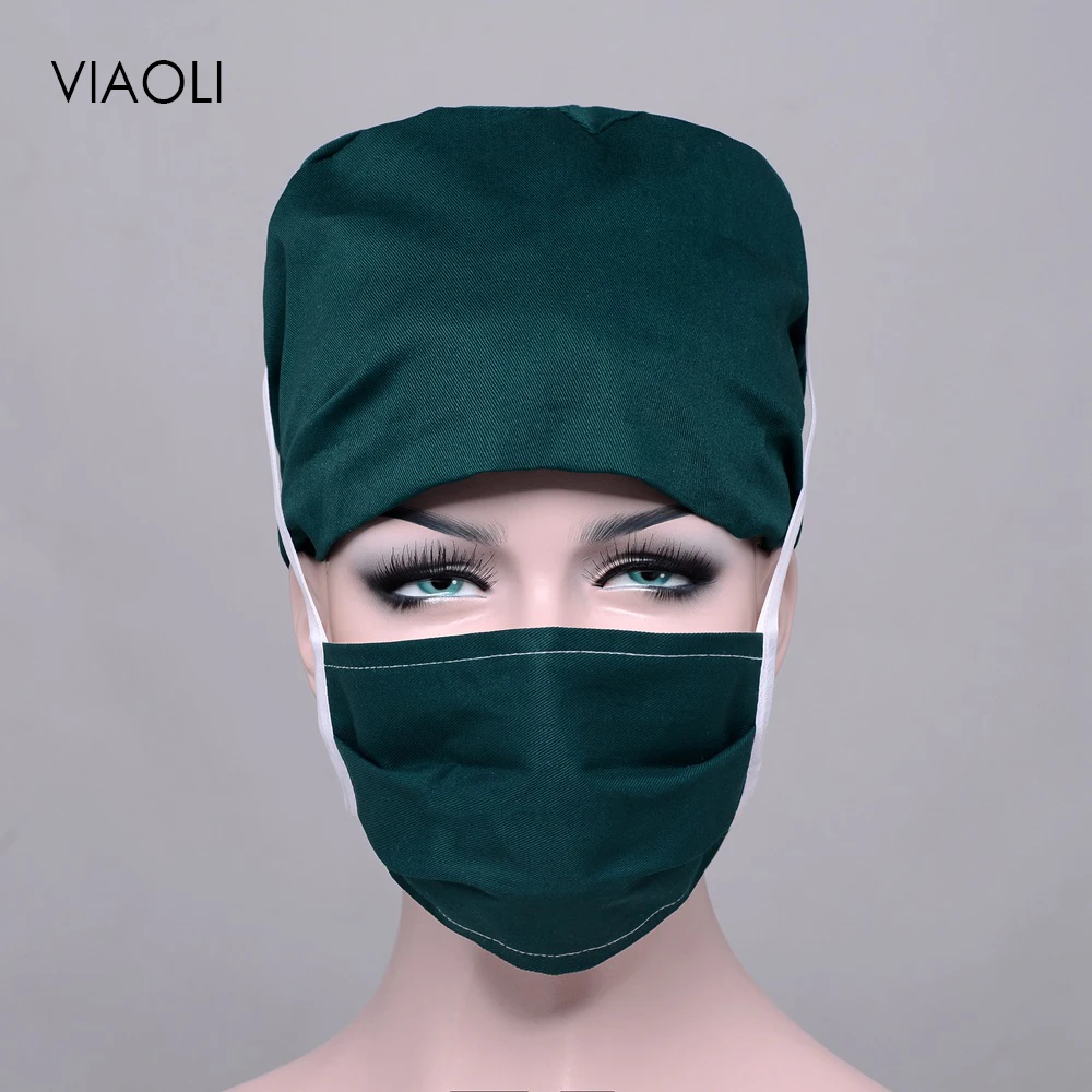 

Unisex Food Service Working Beauty Cap Practical Medical Surgical Surgery Hat Nurses Printing Cap Doctor Hat+Masks wholesale