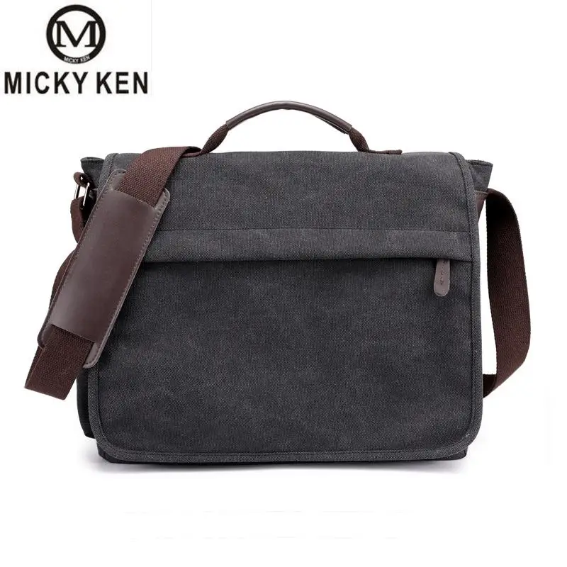 

Men Bag Vintage Business Messenger Bags Solid Color Canvas Retro Shoulder Crossbody Bag Male Handbag Sacoche Homme