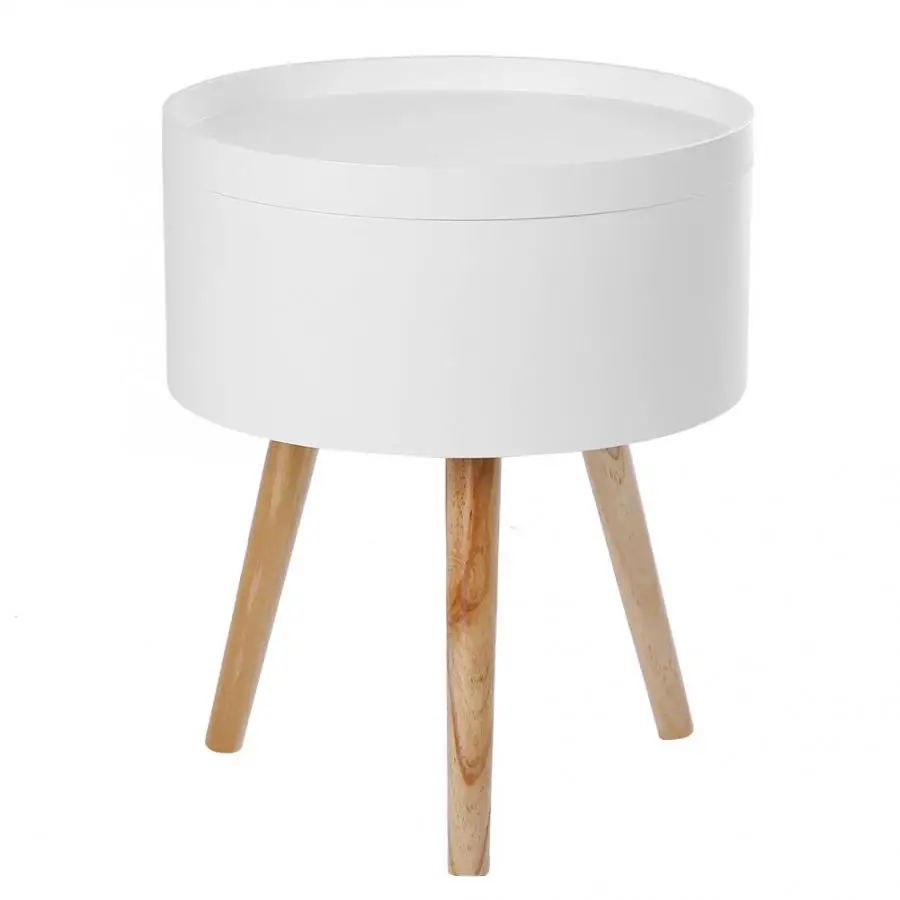 

Modern Style Solid Storage Round Side Coffee Table with Tabletop Tray Design 38 * 45cm Tool