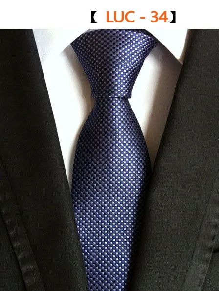 Модные галстуки 8 см классические мужские полосатые галстуки темно-синие красные свадебные галстуки шелковые жаккардовые тканые мужские галстуки в горошек - Цвет: A34