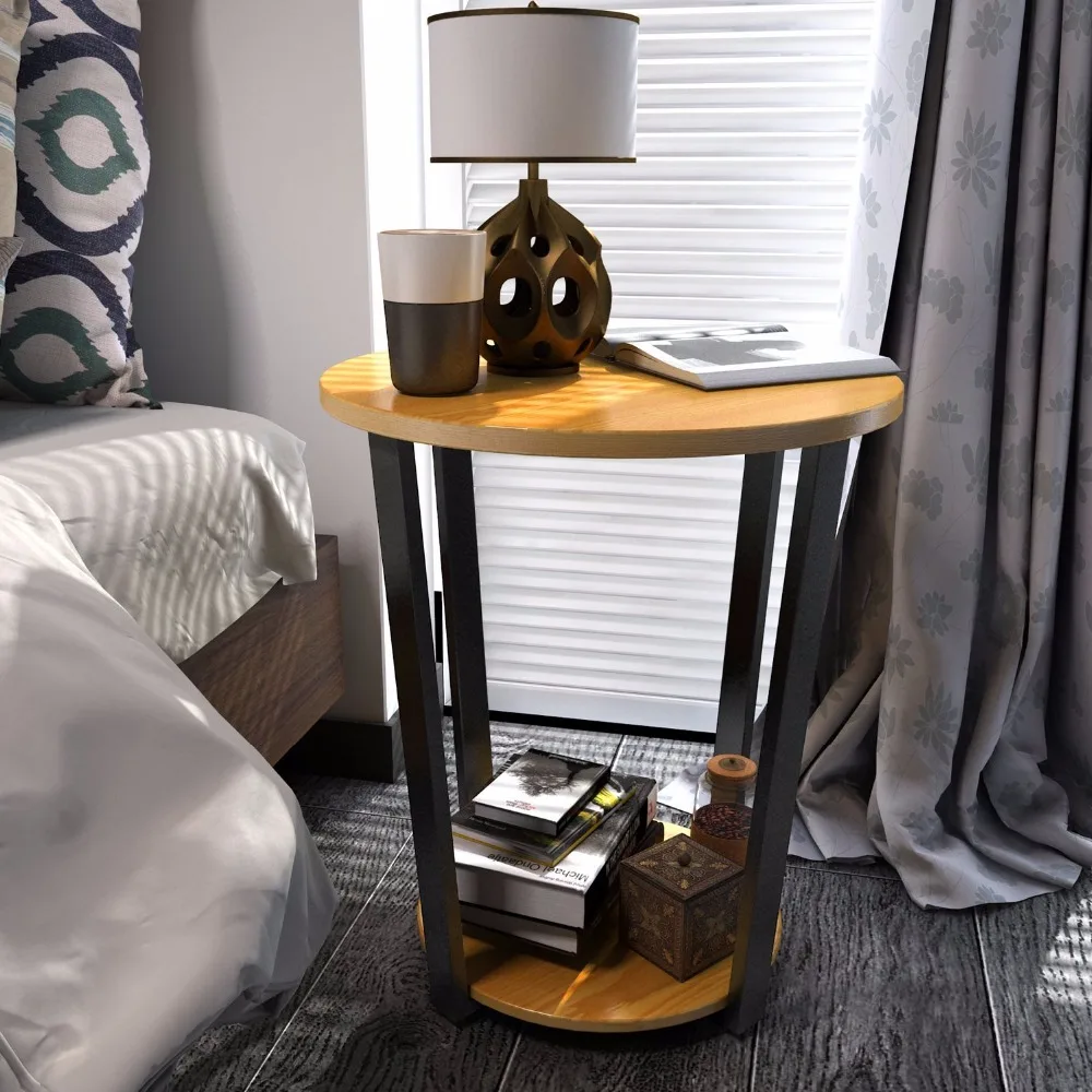 

Lifewit Steel, Timber Corner Sofa Living Room Side Table Round Nightstand Couch End Table Snack Coffee Desk,