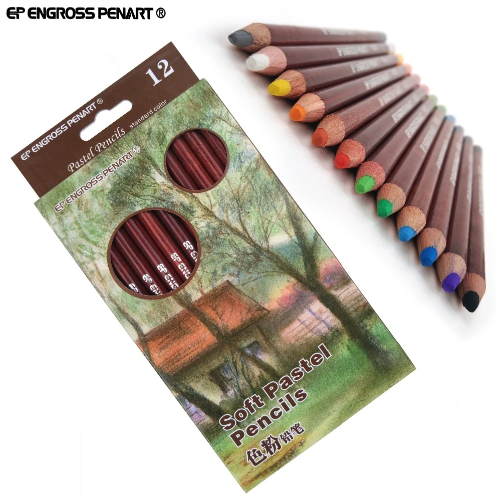 Artist 12 Professional Soft Pastel Pencils Sketch Lapis De ...