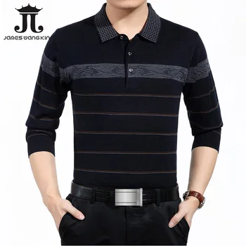 

POLO Shirt Men Wool Brand Clothing long sleeve 3XL polo shirt man Striped Full polo shirts mens collar Polo Masculina M-3XL