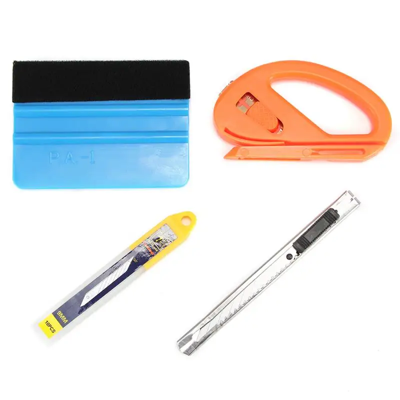

4 Pcs Car Vinyl Wrap Film Squeegee Scraper Tools Vehicle Sticker Installation Kit Cutter Knife Car Styling Auto Accessories Set
