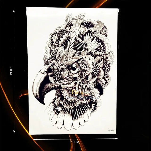 1 PC Fresco Corpo de Volta Art Falso Tattoo Flash Águia ...