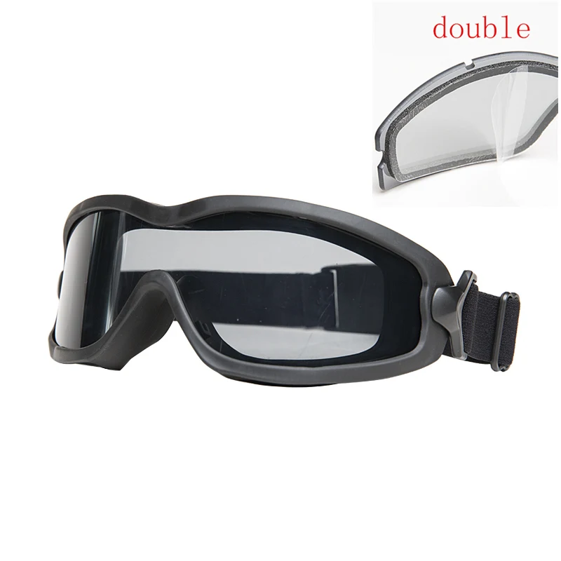 JT Spectra Series Goggle с одним/двойным слоем тактический для страйкбола и пейнтбола лыжные очки Анти-пыль противотуманное стекло для защиты глаз - Цвет: Double BLACK