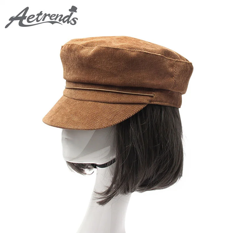 

[AETRENDS] 2018 Corduroy Newsboy Hats for Women Retro Captain Caps Newsboy Caps Gorra Mujer Woman Cap Fashion Hat Flatcap Z-6628